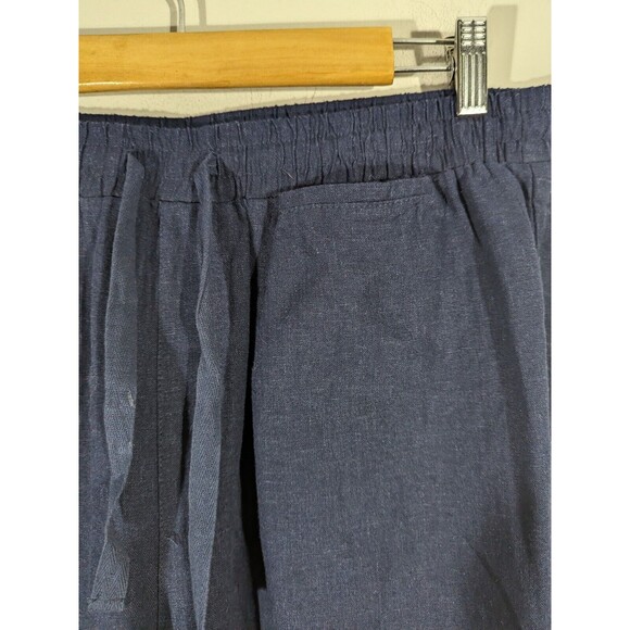 Versona EUC Navy Wide Leg Linen Blend Pull On Pants Women Size XL - Picture 5 of 6